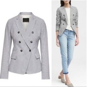 Banana Republic Seersucker Double Breasted Blazer